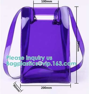 Haga excursionismo el bolso, bolso, bolsos impermeables promocionales del vinilo de CosmetiClear con las manijas que el maquillaje claro fijó el bolso de la cremallera del PVC,