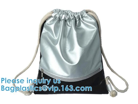 Bolso de lazo de cuero del holograma de la PU de la mochila de la PU del lazo, cosméticos, promoción, compras, supermercados, regalos, ropa
