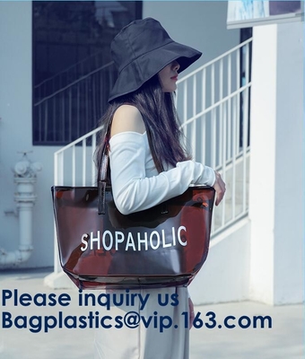 Los bolsos cosméticos del PVC de la playa del viaje claro plástico hermoso del bolso, forman el bolso claro de la playa del PVC, la bolsa de plástico del vinilo, sobre Clu