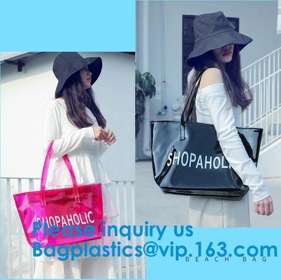 Los bolsos cosméticos del PVC de la playa del viaje claro plástico hermoso del bolso, forman el bolso claro de la playa del PVC, la bolsa de plástico del vinilo, sobre Clu