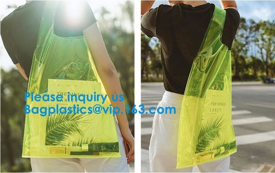 Natación clara Tote Bag durable de las compras de la playa del bolso del hombro del Pvc de Jelly Beach Bag Clear Transparent de las mujeres