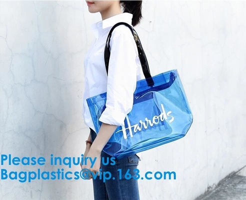 Viaje plegable transparente claro Stora de la capacidad grande de Tote Shoulder Bag Beach Waterproof del bolso de la playa del PVC del bolso que hace compras