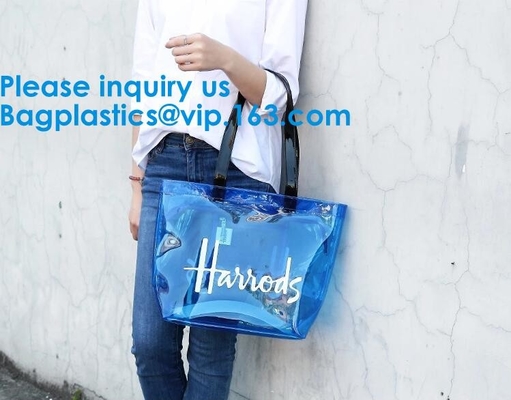 Viaje plegable transparente claro Stora de la capacidad grande de Tote Shoulder Bag Beach Waterproof del bolso de la playa del PVC del bolso que hace compras