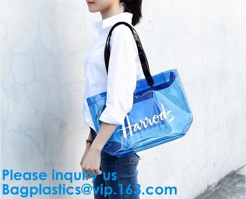Viaje plegable transparente claro Stora de la capacidad grande de Tote Shoulder Bag Beach Waterproof del bolso de la playa del PVC del bolso que hace compras