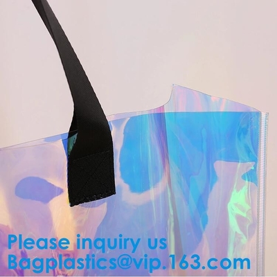 PVC pequeño Tote Handbags Shopping Shoulder Bags transparente del vinilo del bolso de la playa del verano de las mujeres
