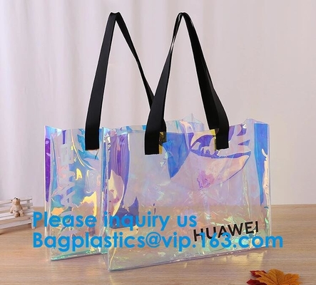 PVC pequeño Tote Handbags Shopping Shoulder Bags transparente del vinilo del bolso de la playa del verano de las mujeres