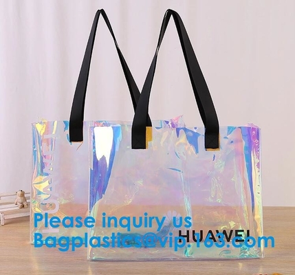 PVC pequeño Tote Handbags Shopping Shoulder Bags transparente del vinilo del bolso de la playa del verano de las mujeres