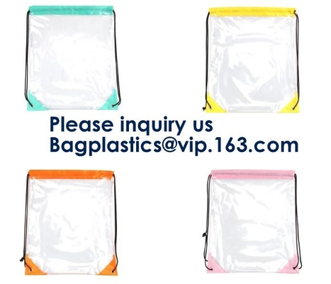 Bolso claro de la mochila del lazo del Pvc del pequeño regalo del paño de la promoción, bolsos de lazo transparentes del PVC del claro de la moda Bagease pac