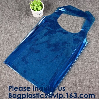 Bolso de compras de moda púrpura claro, PVC plegable Tote Bag, bolso de compras impermeable del PVC, BAGEASE, BAGPLASTICS