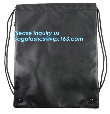 Nombre de encargo que sella el bolso de lazo de cuero de la PU con el bolso de lazo negro promocional de la prenda impermeable de la manija Detai promocional