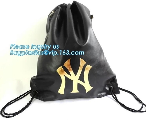 Nombre de encargo que sella el bolso de lazo de cuero de la PU con el bolso de lazo negro promocional de la prenda impermeable de la manija Detai promocional