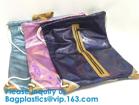 Bolso de cuero de la bolsa del lazo de la PU de la prenda impermeable para la joyería, lazo impermeable B del envío gratis negro de cuero del color oro de la PU