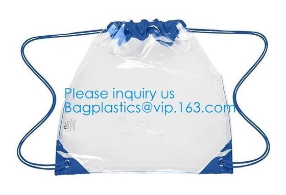 Bolsos transparentes promocionales de la mochila del lazo del claro del PVC, mochila transparente vendedora caliente promocional D del PVC de la prenda impermeable