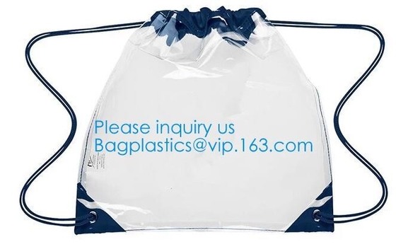 Bolsos transparentes promocionales de la mochila del lazo del claro del PVC, mochila transparente vendedora caliente promocional D del PVC de la prenda impermeable