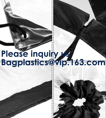 Bolso de lazo transparente por encargo del PVC para el paño de los deportes, lazo claro del Pvc del deporte de la playa del bolso claro promocional del zapato