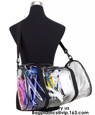 PVC transparente Carry Bag With Shoulder Strap, hombro cosmético de la tela de lana basta del bolso claro del gimnasio de Carry Bag Magnet Pockets Detachable