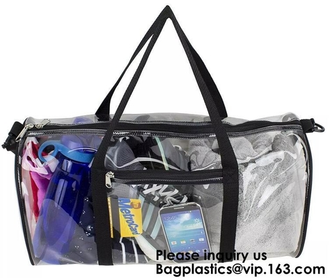 PVC transparente Carry Bag With Shoulder Strap, hombro cosmético de la tela de lana basta del bolso claro del gimnasio de Carry Bag Magnet Pockets Detachable