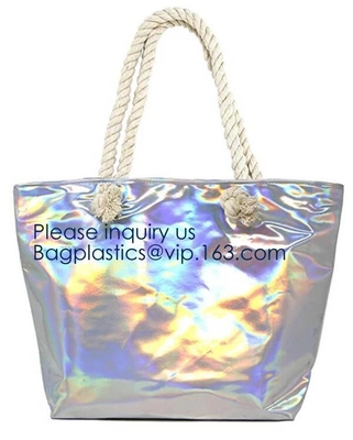 Prenda impermeable por todo la impresión del PVC que cubre a Tote Shoulder Fabric Shopping Bag con el escudete y la guarnición, Jelly Clear Plastic picovoltio