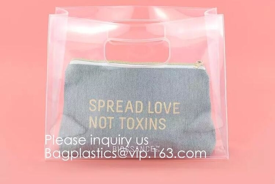 Bolso claro transparente del Pvc de las compras de la promoción con el nilón y PVC de encargo Tote Bag Shopping Ba de encargo combinado material de la impresión