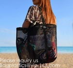 Bolso de Mesh Canvas Cooler Shopper Tote para el cuerpo abierto grande plegable de Tote Bag With Full Mesh del comprador del poliéster de la playa, bageas