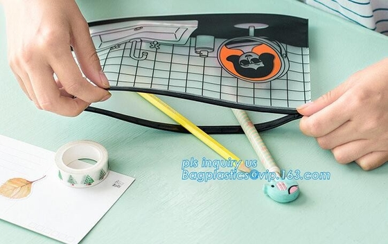 Portatraje claro del resbalador del vinilo con la cerradura de la cremallera, bolso transparente de la cerradura de la cremallera del resbalador del PVC del vinilo, bolso plástico del documento