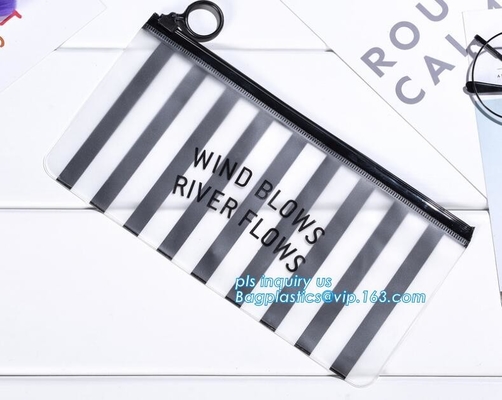 Bolso cosmético de la cremallera del bolso del resbalador del PVC del vinilo plástico del bolso, ropa que empaqueta los bolsos helados adecuados, PVC/EVA Vinyl Slider Top Zi
