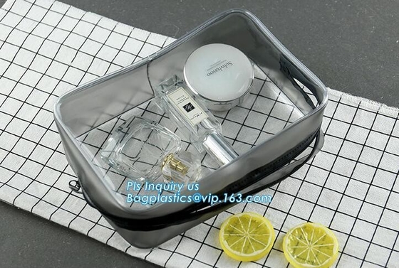 La promoción 25s suelda la bolsa de plástico cosmética transparente clara del bolso en caliente del pvc, vagos cosméticos de encargo de la belleza del maquillaje del viaje del bolso de la señora