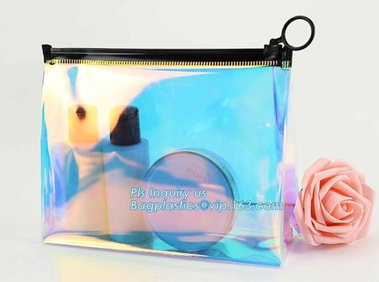 Cosméticos de pie que empaquetan el bolso del resbalador del PVC, bolso cosmético de la cremallera de Eva del resbalador, bolso cosmético calentado sello del resbalador del PVC