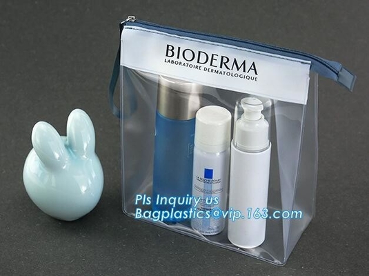 bolsos de ropa cosméticos del bolso de la cremallera, del resbalador de la cremallera del levantar bolso, bolso cosmético plástico con el GIF obligatorio de la Navidad del color rosado