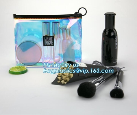 Levántese bolso de la cremallera del PVC/la bolsa cosméticos claros/transparentes, bolso de la cremallera de Eva Clothing Packaging Plastic Clear con el resbalador