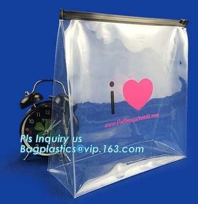 bolso con el resbalador para el regalo, cosméticos/bolso del documento, bolsos transparentes cosméticos de la cremallera del PVC, bolsos del sellado caliente con el resbalador Waterp