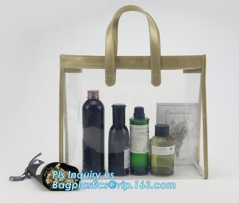 Bolso claro impreso logotipo del pvc de la cremallera del resbalador para el cosmético transparente que embala, viaje del bolso del pvc del vinilo del paquete del resbalador de la cerradura de la cremallera
