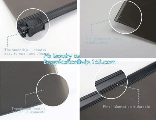 cosméticos que empaquetan la bolsa de plástico transparente del resbalador del PVC k con la cremallera rosada, PVC cosmético B del bolso del escudete de la cremallera del resbalador