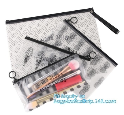Bolso de la cremallera de EVA con la cremallera o el resbalador para el sujetador, bolso de la cerradura de la cremallera del negro de la cerradura de la cremallera del resbalador, mini agua de encargo plástica durable del tamaño