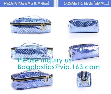 BOLSO, bolso cosmético promocional con la manija, bolso combinado con la manija, bolso de la BOLSA PORTÁTIL PVC/EVA del LAVADO del lecho del PVC del maquillaje