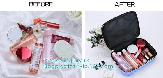 BOLSO, bolso cosmético promocional con la manija, bolso combinado con la manija, bolso de la BOLSA PORTÁTIL PVC/EVA del LAVADO del lecho del PVC del maquillaje