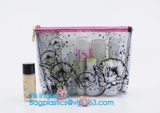 bolso claro del pvc k del vinilo de la bolsa del pvc, bolso cosmético del viaje del resbalador de la cremallera del PVC, bolso del paquete de la materia, PVC helado mate s