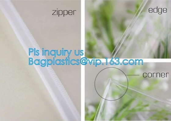 El bolso horizontal del paquete del PVC de la cremallera del cierre del resbalador del top del estilo para la ropa de la torre embala los lados claros y helados, zi del PVC/de EVA/TPU