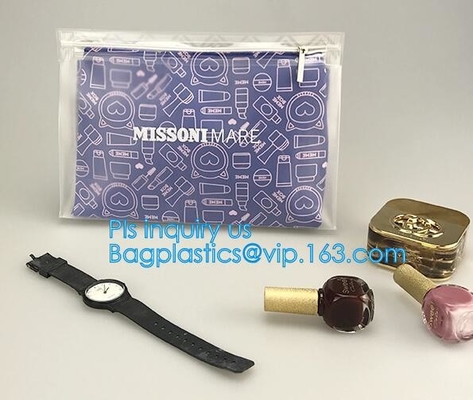 El bolso horizontal del paquete del PVC de la cremallera del cierre del resbalador del top del estilo para la ropa de la torre embala los lados claros y helados, zi del PVC/de EVA/TPU