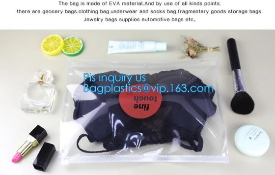El bolso horizontal del paquete del PVC de la cremallera del cierre del resbalador del top del estilo para la ropa de la torre embala los lados claros y helados, zi del PVC/de EVA/TPU