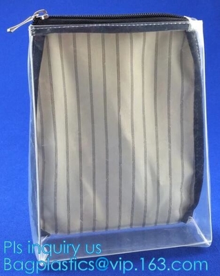 El bolso horizontal del paquete del PVC de la cremallera del cierre del resbalador del top del estilo para la ropa de la torre embala los lados claros y helados, zi del PVC/de EVA/TPU