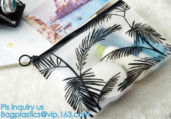 bolsos claros del pvc k del vinilo de la bolsa del pvc de la cremallera del resbalador, bolso plano del logotipo del PVC de la cremallera transparente de encargo del resbalador, packin de la ropa