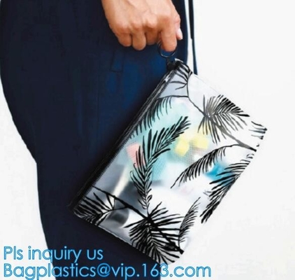 bolsos con la suspensión, bolsos de burbuja cosméticos del claro de k, vagos de la cremallera del resbalador de la ropa interior que embalan de Clear Vinyl Slider del fabricante