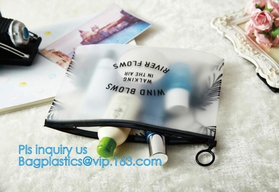 bolsos con la suspensión, bolsos de burbuja cosméticos del claro de k, vagos de la cremallera del resbalador de la ropa interior que embalan de Clear Vinyl Slider del fabricante