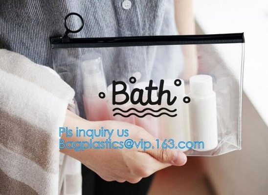 los bolsos de empaquetado del traje de baño del resbalador de la cremallera, bolso del plástico transparente vinly k del brillo de la bolsa del pvc, plástico biodegradable del pvc resbalaron