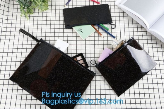 bolso de k con la manija y el resbalador, bolso reconectable del resbalador k del plástico transparente del pvc, cle de nylon blanco del resbalador reutilizable pequeño