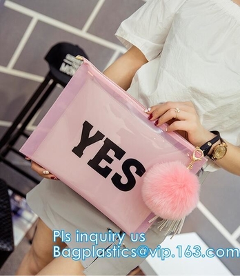 Bolso cosmético claro del resbalador de la cremallera del Pvc del artículo de tocador transparente impermeable disponible, resbalador transparente claro Ninguno-tóxico c del pvc