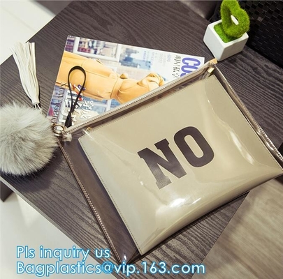 Bolsos impresos de encargo de la ropa de la cerradura de la cremallera del PE del resbalador con el logotipo, bolso plástico helado del documento de la cerradura de la cremallera del pvc, P cosmético de pie
