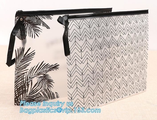 los bolsos plásticos de la cremallera del pvc de la manija, bolso modificado para requisitos particulares de la cremallera del pvc, botella cosmética del cierre del resbalador fijaron el bolso del PVC que embalaba, organizador