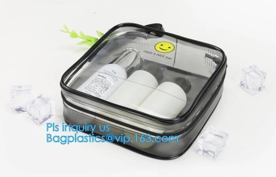 el pvc transparente fácil se lleva el bolso del cepillo de dientes del uso del viaje, bolso impreso del viaje del PVC de la cremallera para el cepillo de dientes, pvc del viaje toile